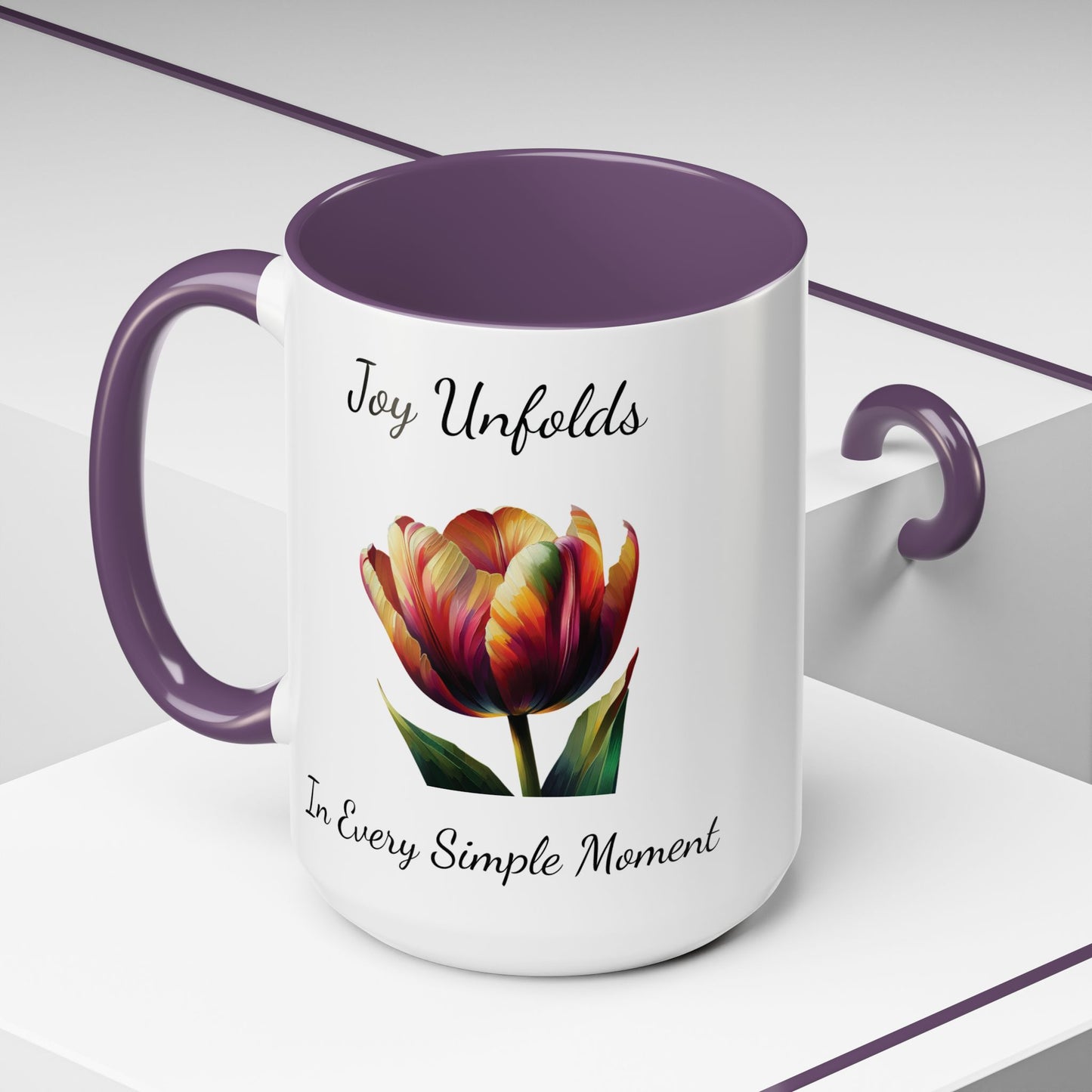 Accented Coffee Mug - Joy Unfolds In Every Simple Moment