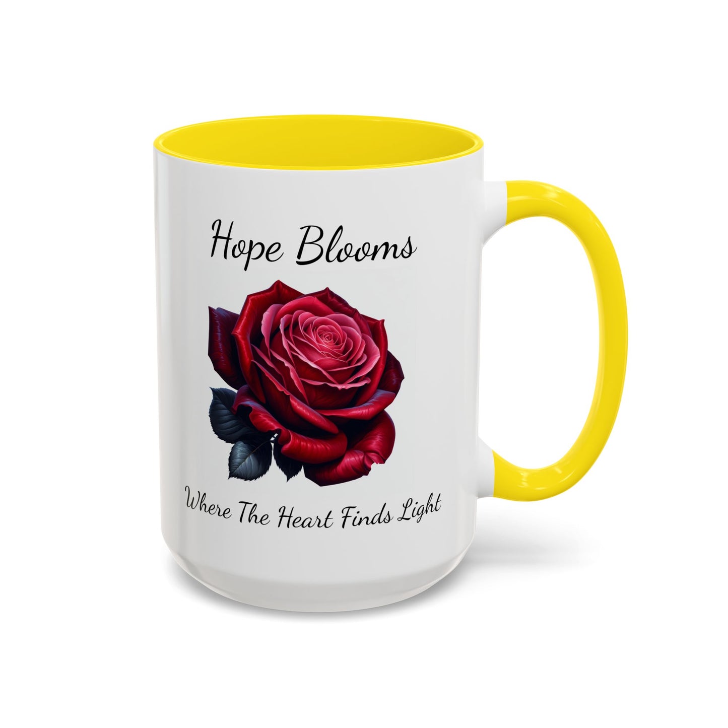 Accented Coffee Mug - Hope Blooms Where The Heart Finds Light Rose