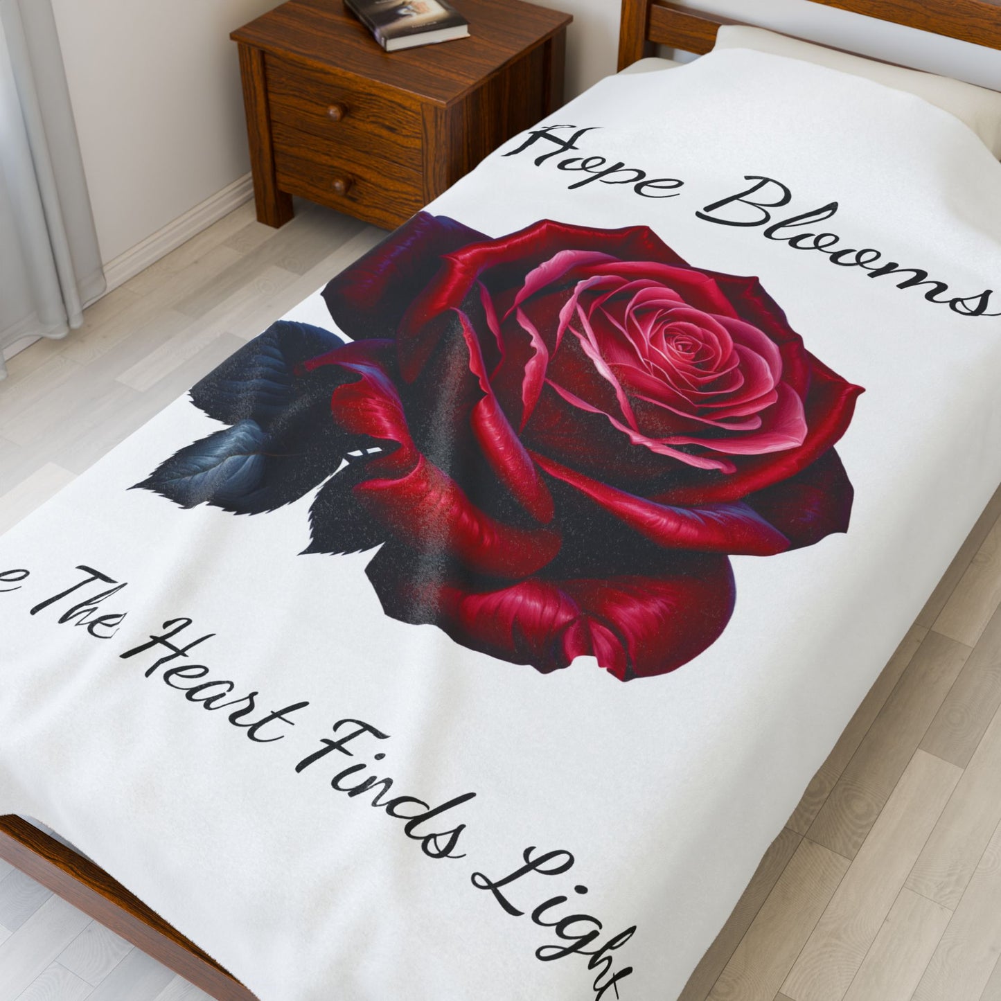 Hope Blooms Velveteen Plush Blanket