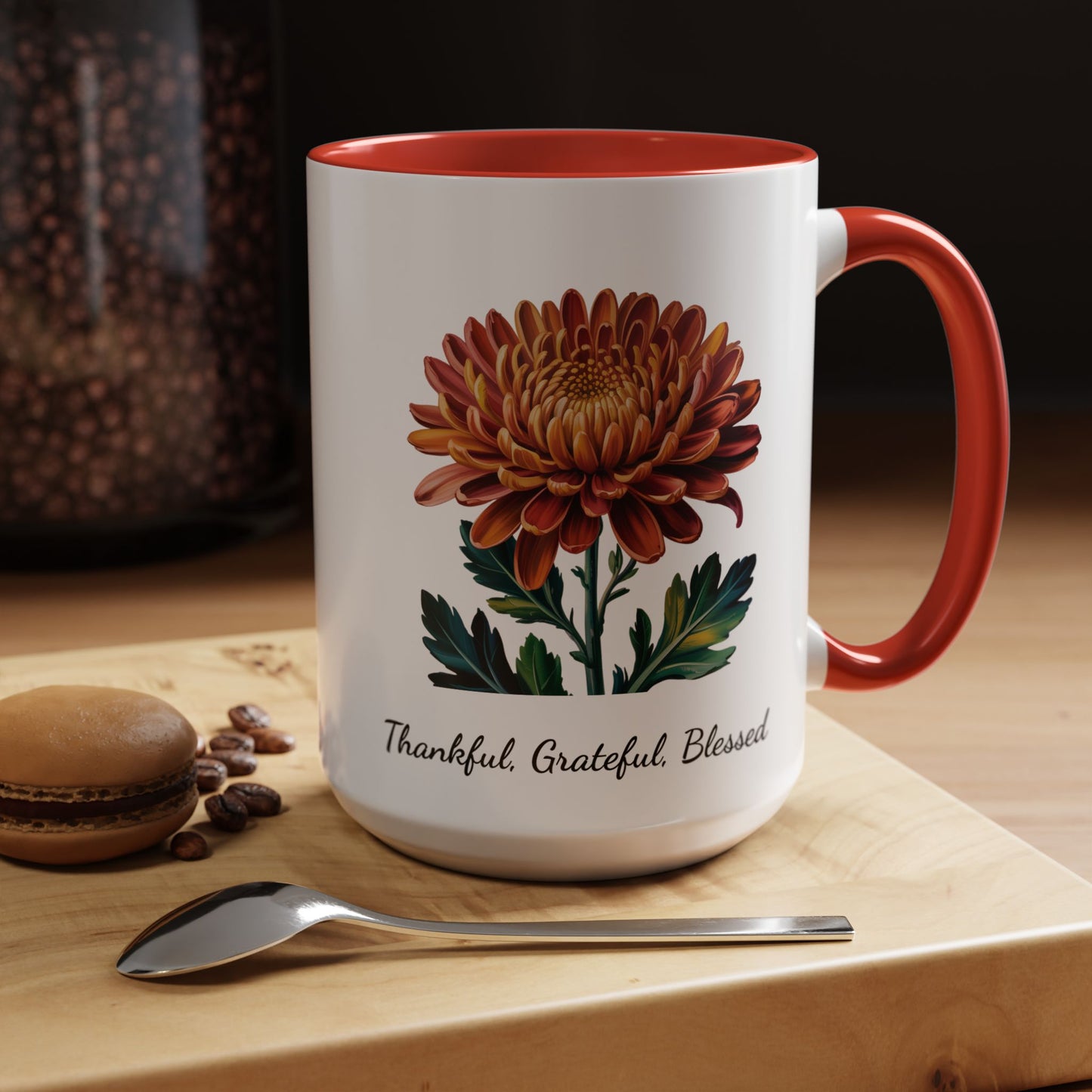 Accented Coffee Mug - Thankful, Grateful, Blessed