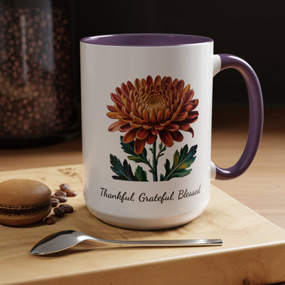 Accented Coffee Mug - Thankful, Grateful, Blessed