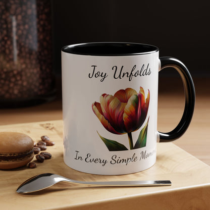 Accented Coffee Mug - Joy Unfolds In Every Simple Moment