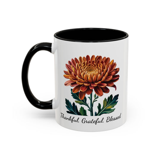 Accented Coffee Mug - Thankful, Grateful, Blessed