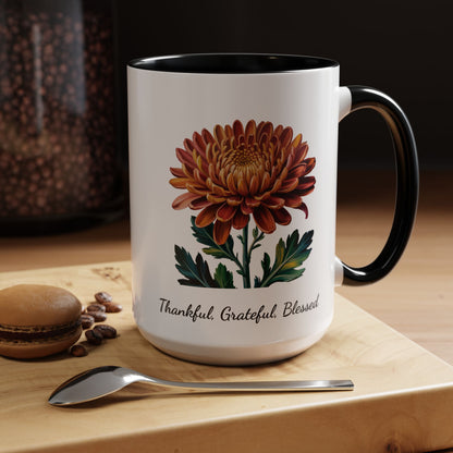 Accented Coffee Mug - Thankful, Grateful, Blessed