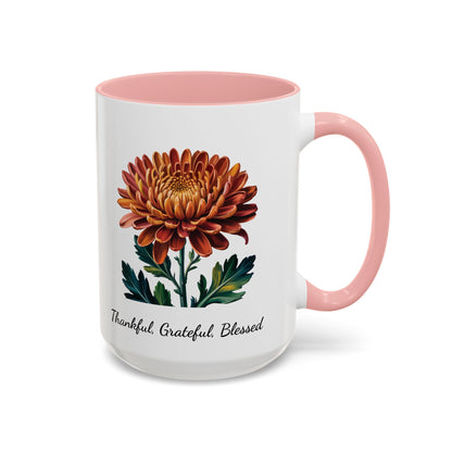 Accented Coffee Mug - Thankful, Grateful, Blessed