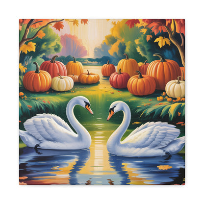 Autumn Swans Canvas Wall Art