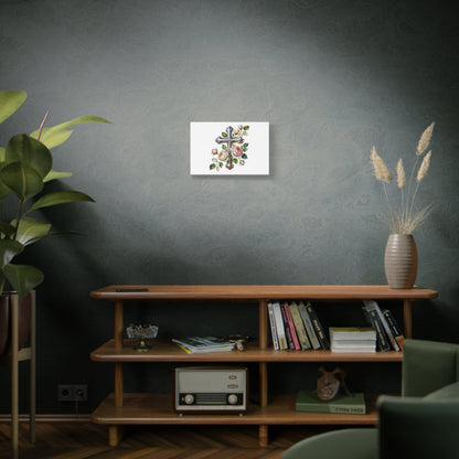 Cross With Roses Canvas Wall Art