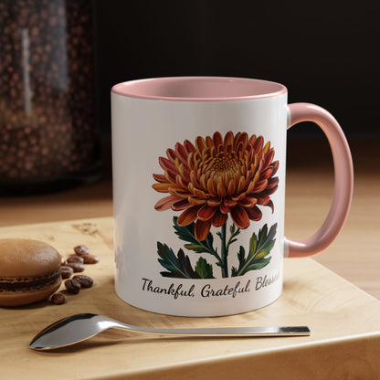 Accented Coffee Mug - Thankful, Grateful, Blessed