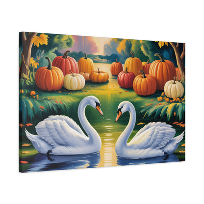 Autumn Swans Canvas Wall Art