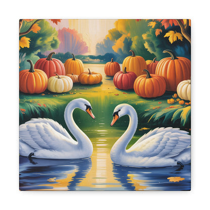 Autumn Swans Canvas Wall Art