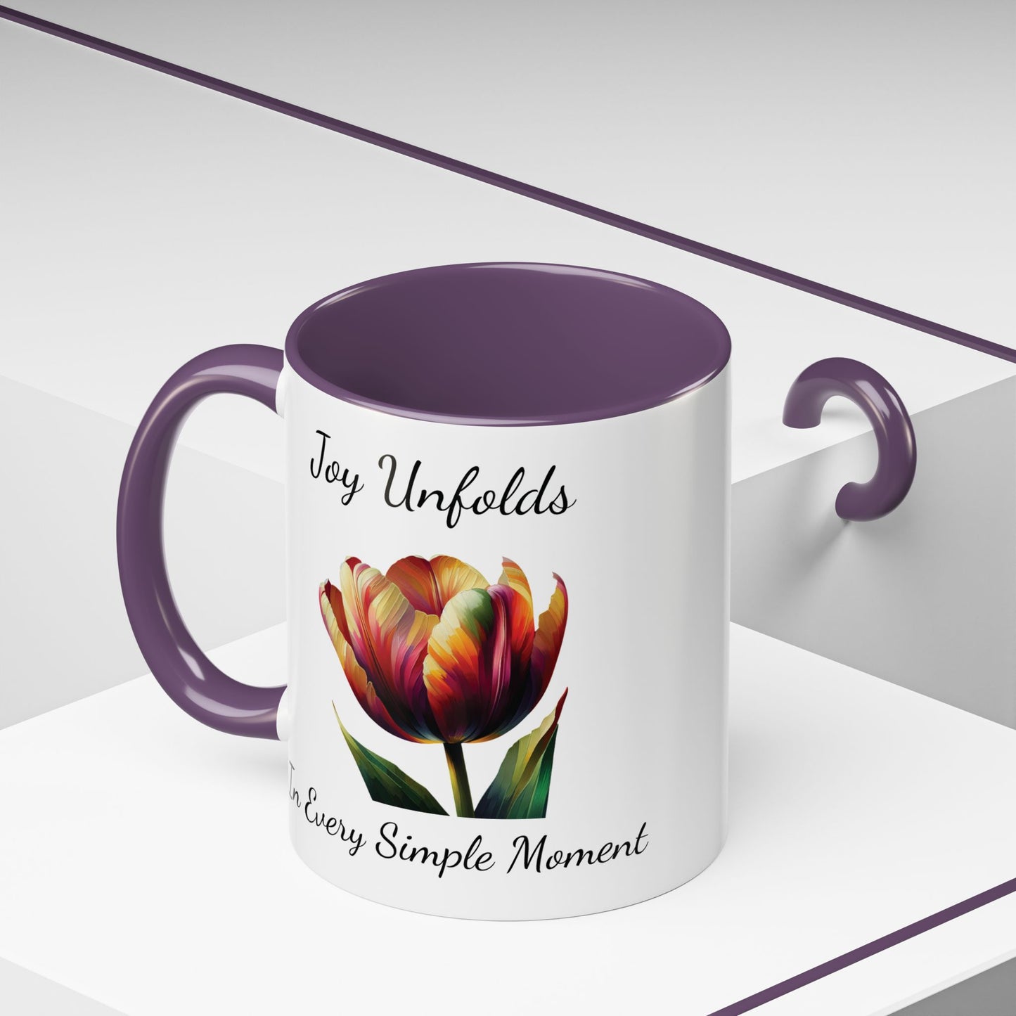 Accented Coffee Mug - Joy Unfolds In Every Simple Moment