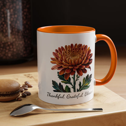 Accented Coffee Mug - Thankful, Grateful, Blessed