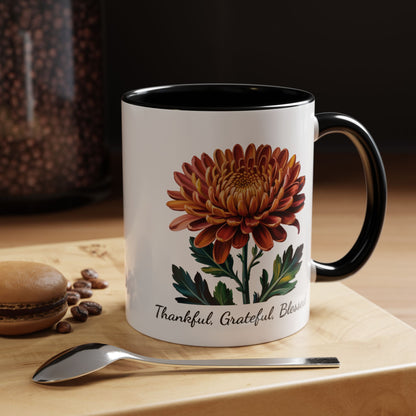 Accented Coffee Mug - Thankful, Grateful, Blessed