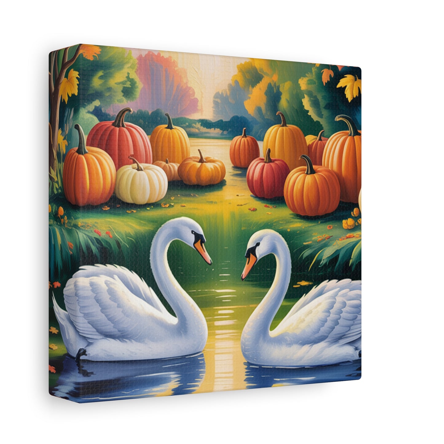 Autumn Swans Canvas Wall Art