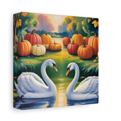 Autumn Swans Canvas Wall Art