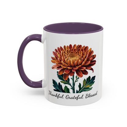 Accented Coffee Mug - Thankful, Grateful, Blessed