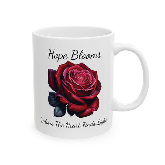 Coffee Mug - Hope Blooms Where The Heart Finds Light Rose