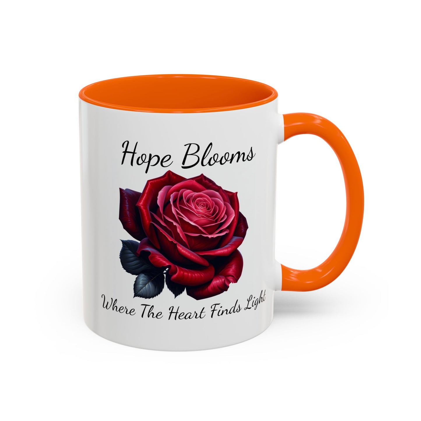 Accented Coffee Mug - Hope Blooms Where The Heart Finds Light Rose