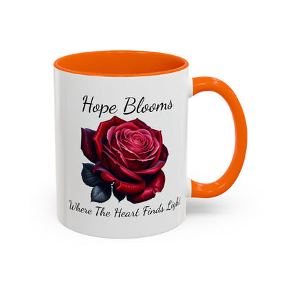 Accented Coffee Mug - Hope Blooms Where The Heart Finds Light Rose